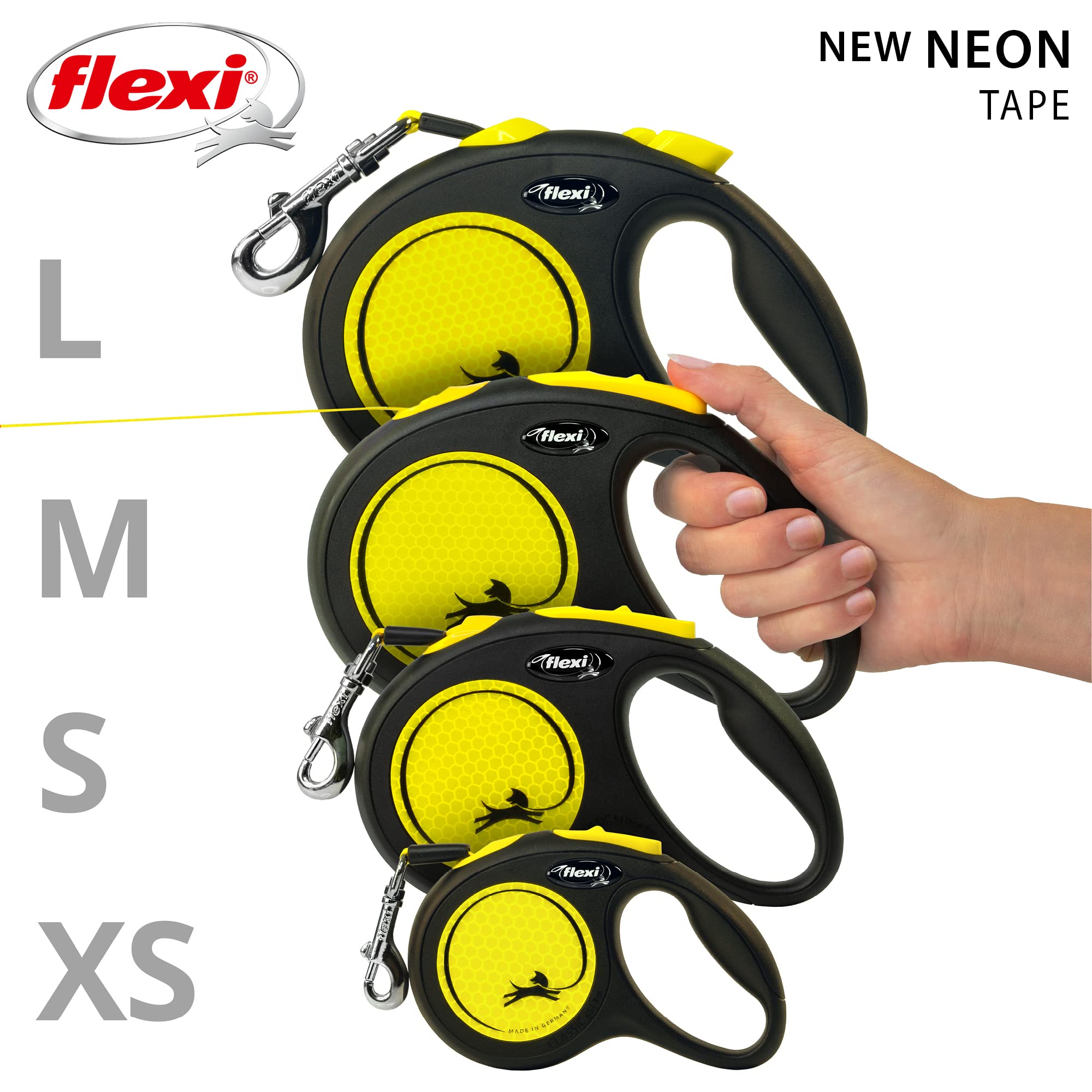 flexi large-dog-walking-neon improves visibility during park strolls