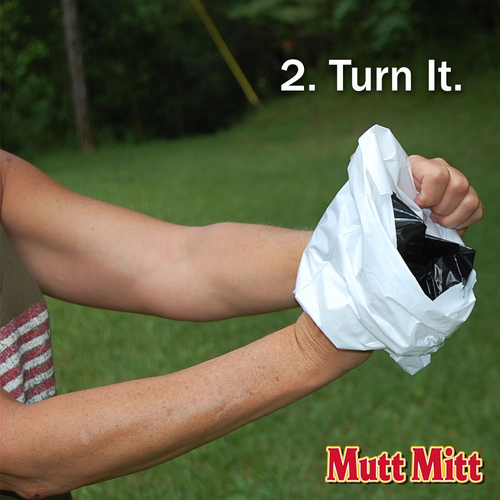 FLEXI Mutt Mitt puncture-resistant construction reduces mess when turning inside out.