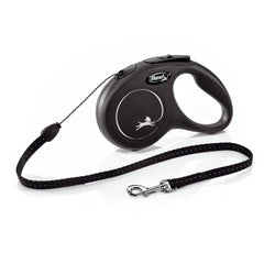 FLEXI New Classic Cord Leash black outer view shows 16 ft reach for controlled freedom