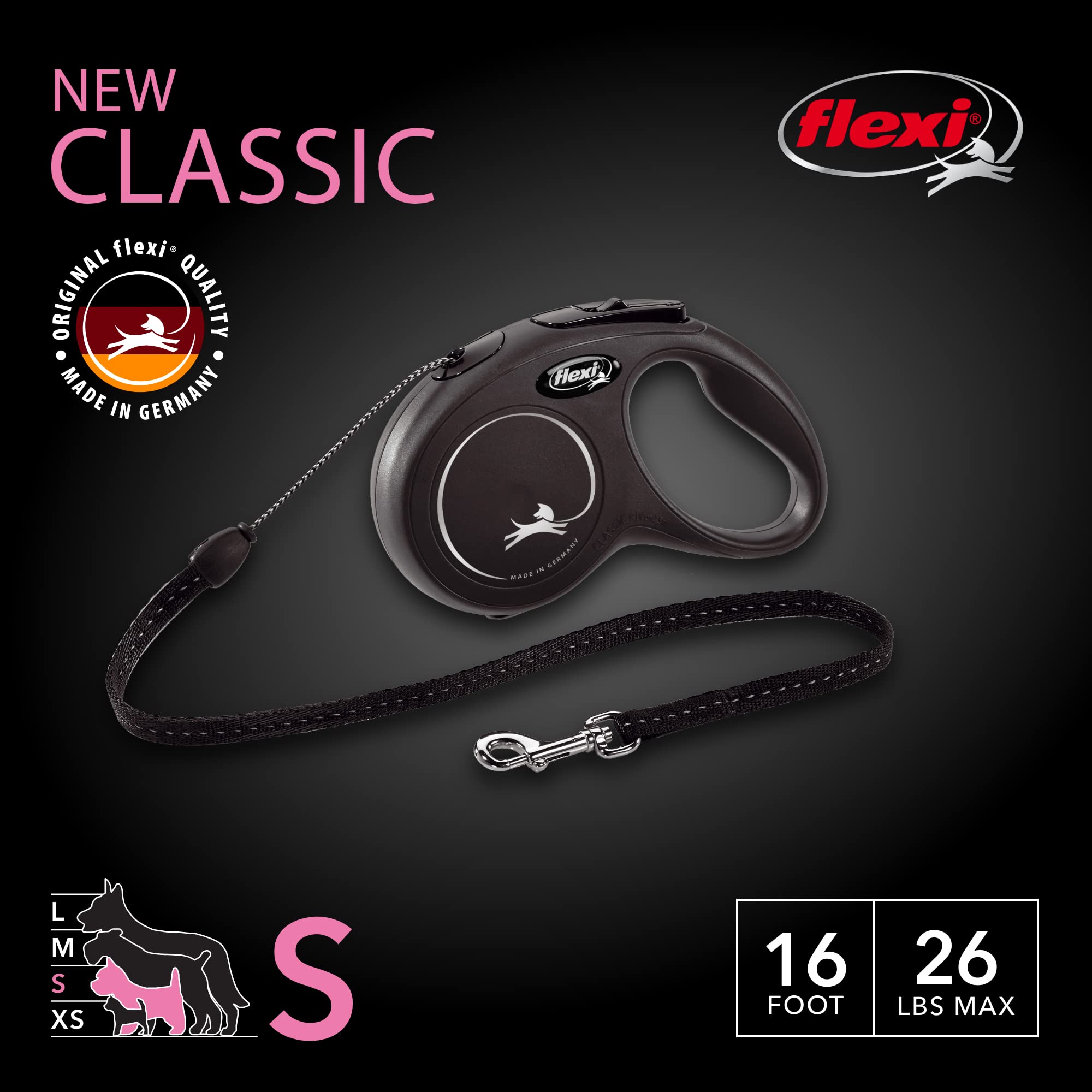 FLEXI New Classic Cord Leash handle close-up highlights ergonomic grip for comfortable walks