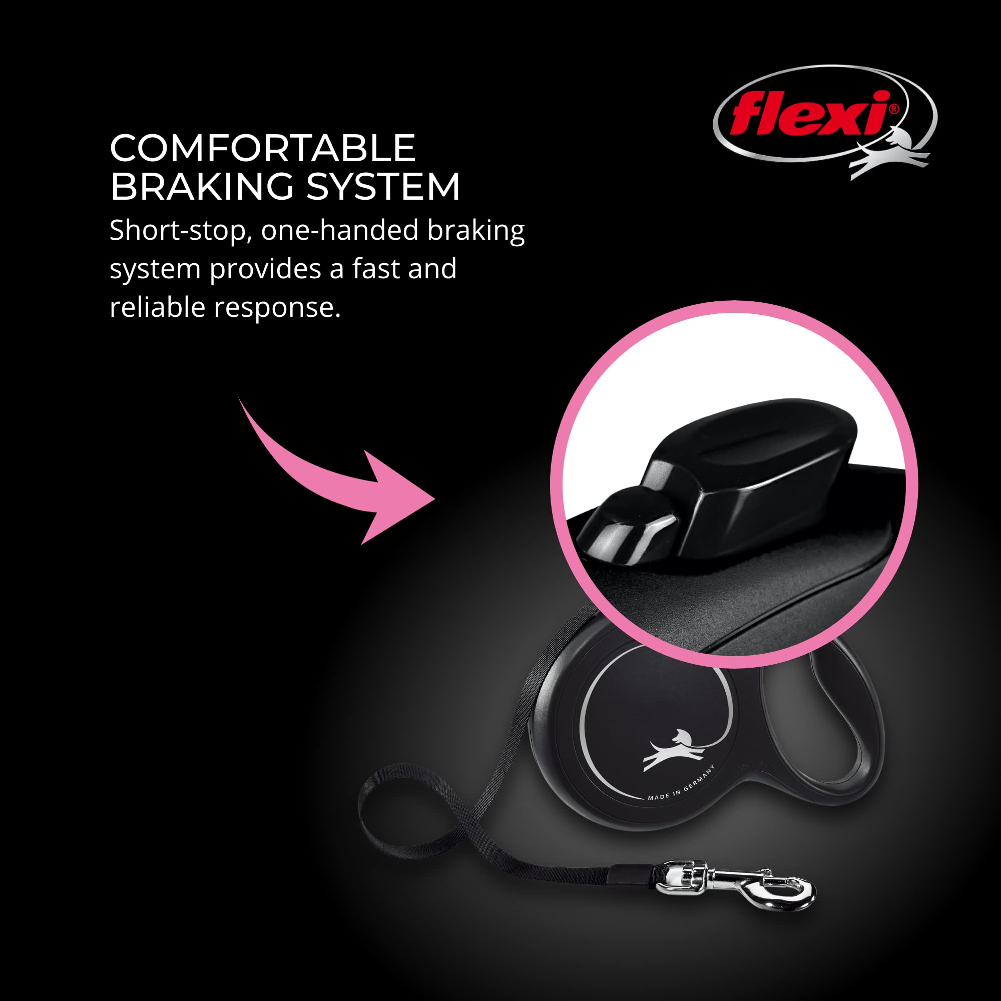 FLEXI New Classic supports large dogs up to 110 lbs with steady control.