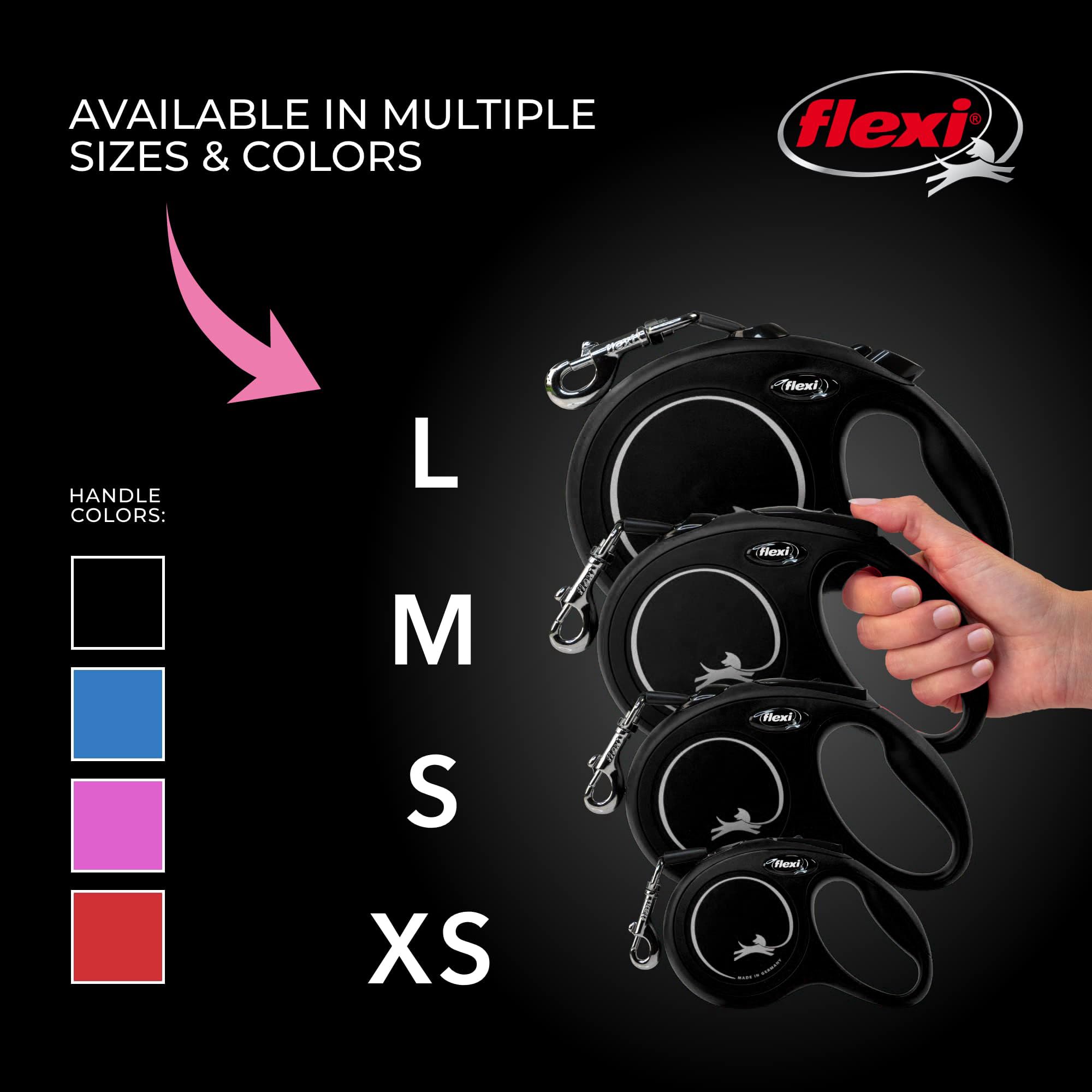 Flexi New Classic fits medium dogs up to 55 lbs for reliable walks