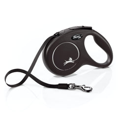 Flexi New Classic tape leash extended to 16ft black for controlled long walks