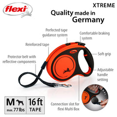 FLEXI New Classic orange handle closeup emphasizes ergonomic grip for comfortable walking