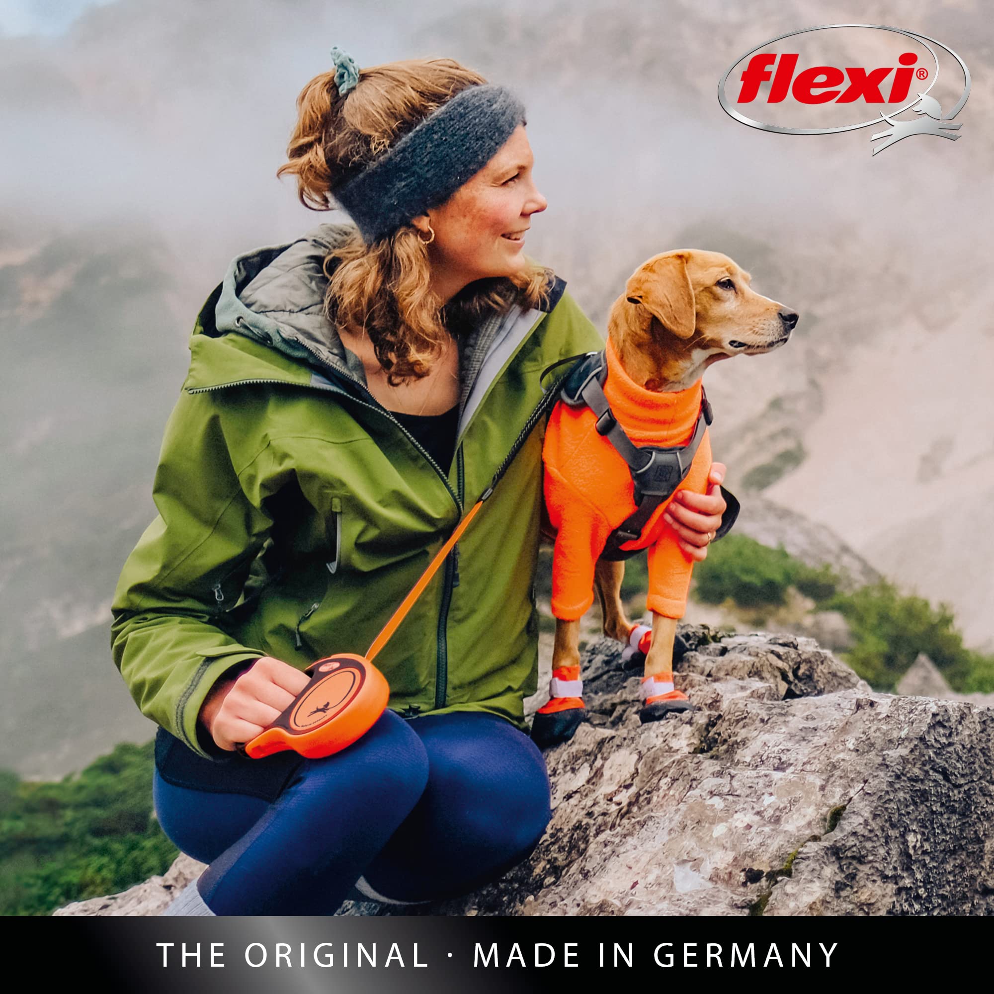 FLEXI New Classic tape leash orange-black visibility for safer walks