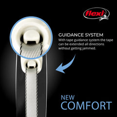 FLEXI New Comfort handle grip emphasizes ergonomic comfort during long strolls with pets.