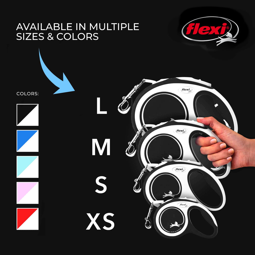 FLEXI New Comfort tape guidance 360° for smooth extension and tangle-free behavior.