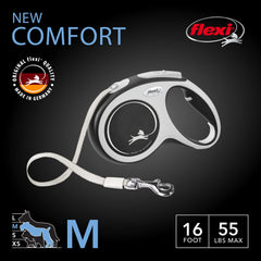 FLEXI New Comfort Tape Leash one-handed brake design provides quick, controlled stops