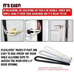 FlexLatch on-door-frame demonstrates secure, tool-free setup for busy homes.