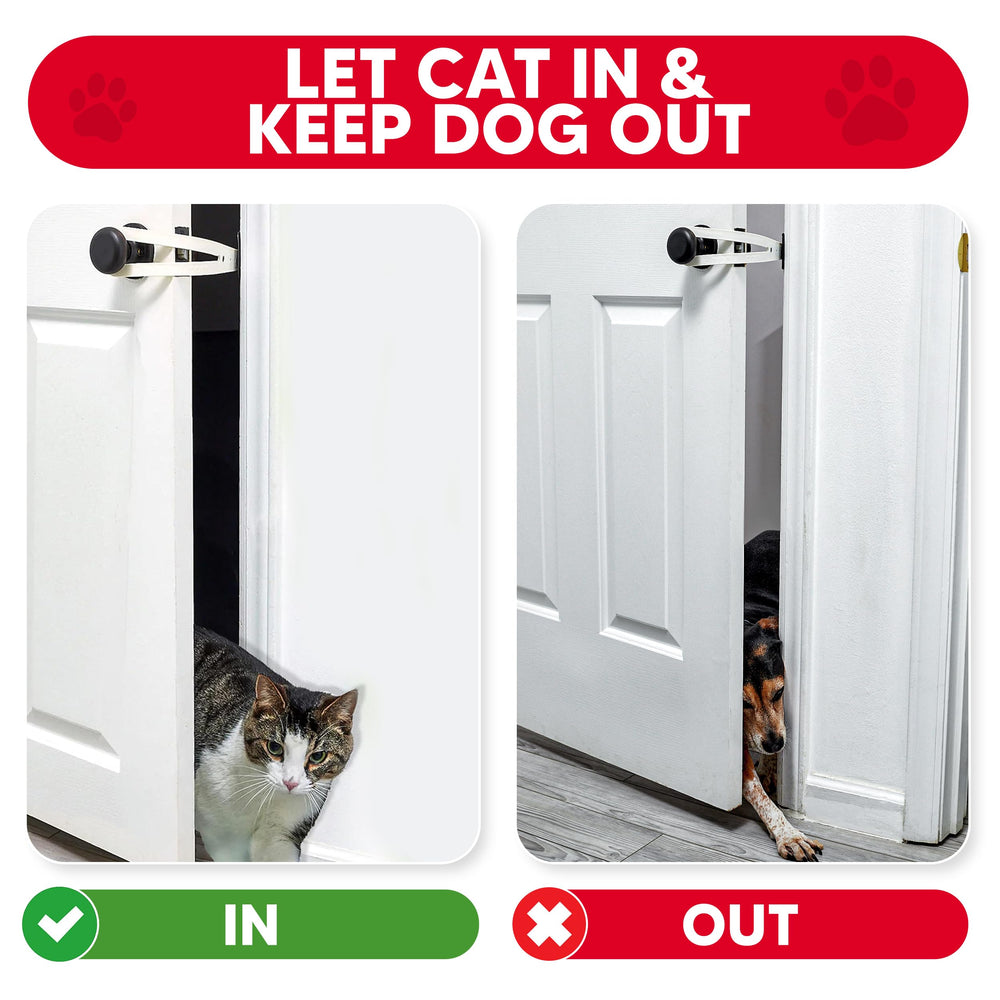 FlexLatch deters dogs from cat space while still allowing cat entry.