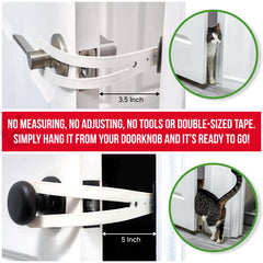 FlexLatch on doorknob installation demonstrates tool-free setup and quick use.