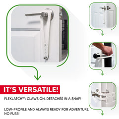 FlexLatch one-piece design closeup highlights easy latch from either side.