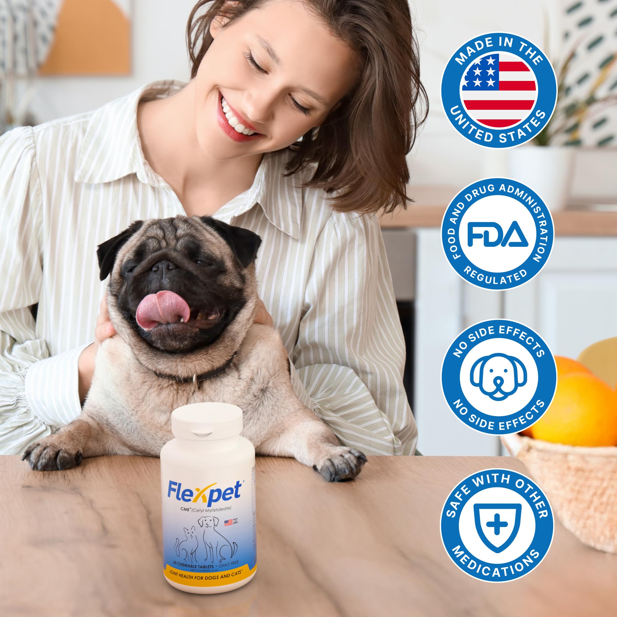 Scored chew tablet shows easy dosing for small and large pets.