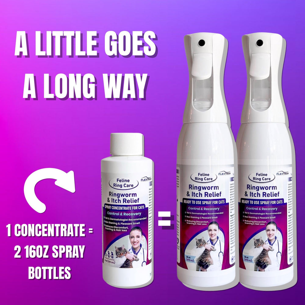 FlexTran Feline Ring Care 32oz-bulk image emphasizes bulk spray option for ongoing care.