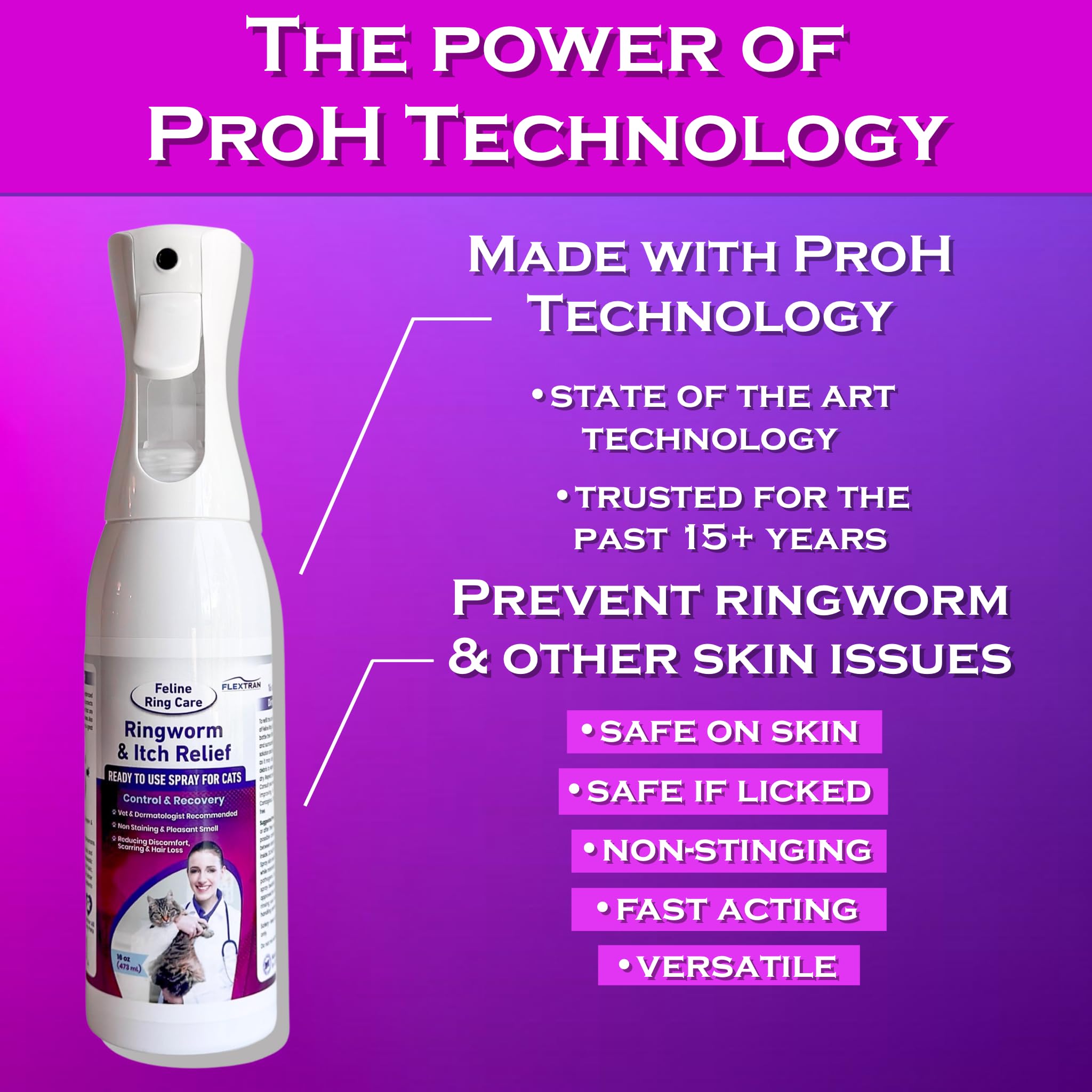 FlexTran Feline Ring Care dog-paw-yeast image suggests cross-species use for minor irritations.