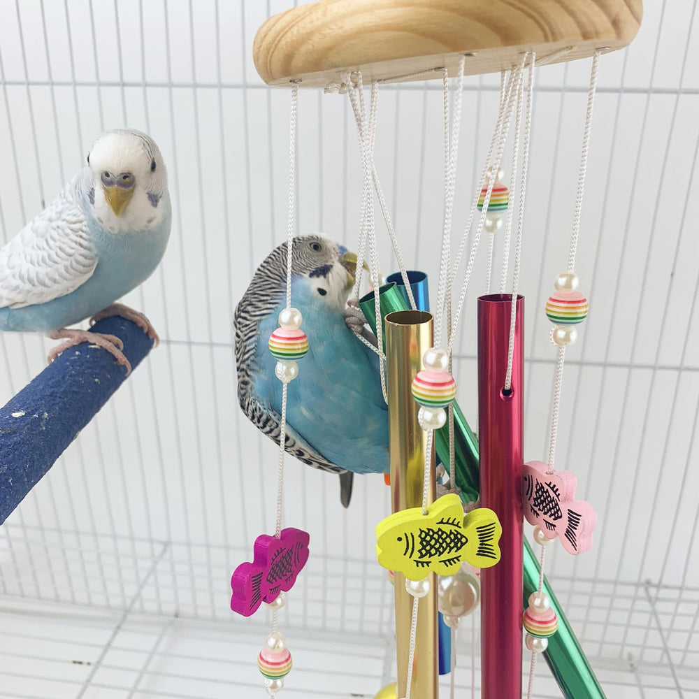 FlidRunest colorful bell toy closeup showing bells and wind chimes for sound enrichment.