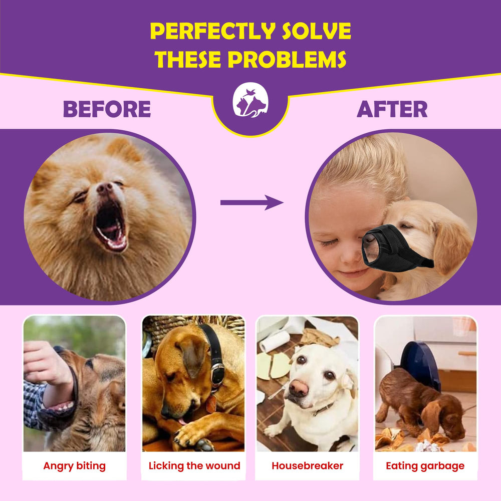 Flintstone-small-dog-muzzle-prevent-biting-barking promotes safer, calmer interactions.