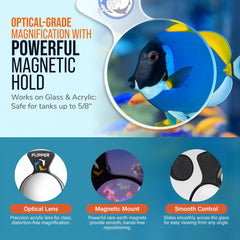 Flipper DeepSee optical acrylic lens closeup captures crisp underwater magnification.