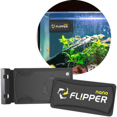 Flipper magnetic aquarium glass cleaner close-up with scrubbing pad for effective algae removal.