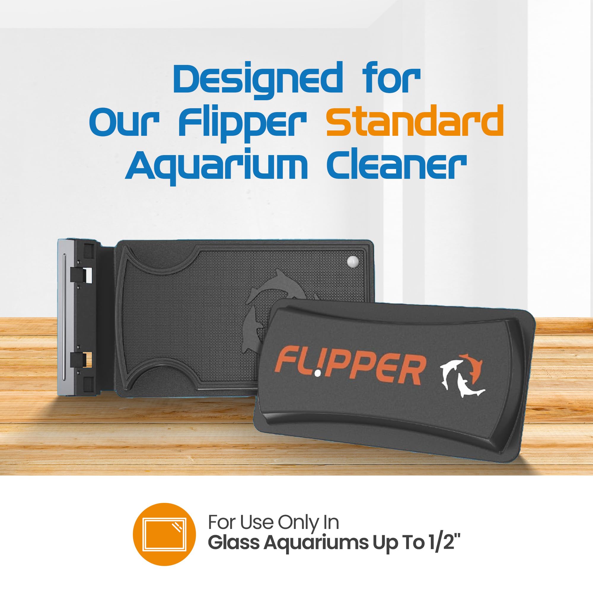 Flipper Standard stainless steel blade close-up highlights durability for long-lasting scrubbing.