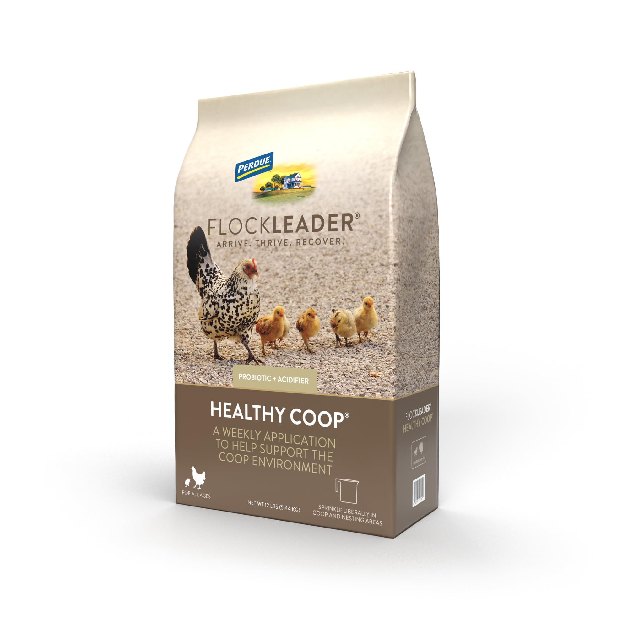 FLOCKLEADER Healthy Coop packaging highlights probiotics for odor control in coops