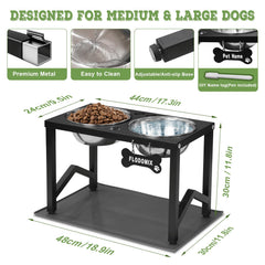 Flodomix elevated dog bowls assembly guide demonstrates quick, tool-free setup.