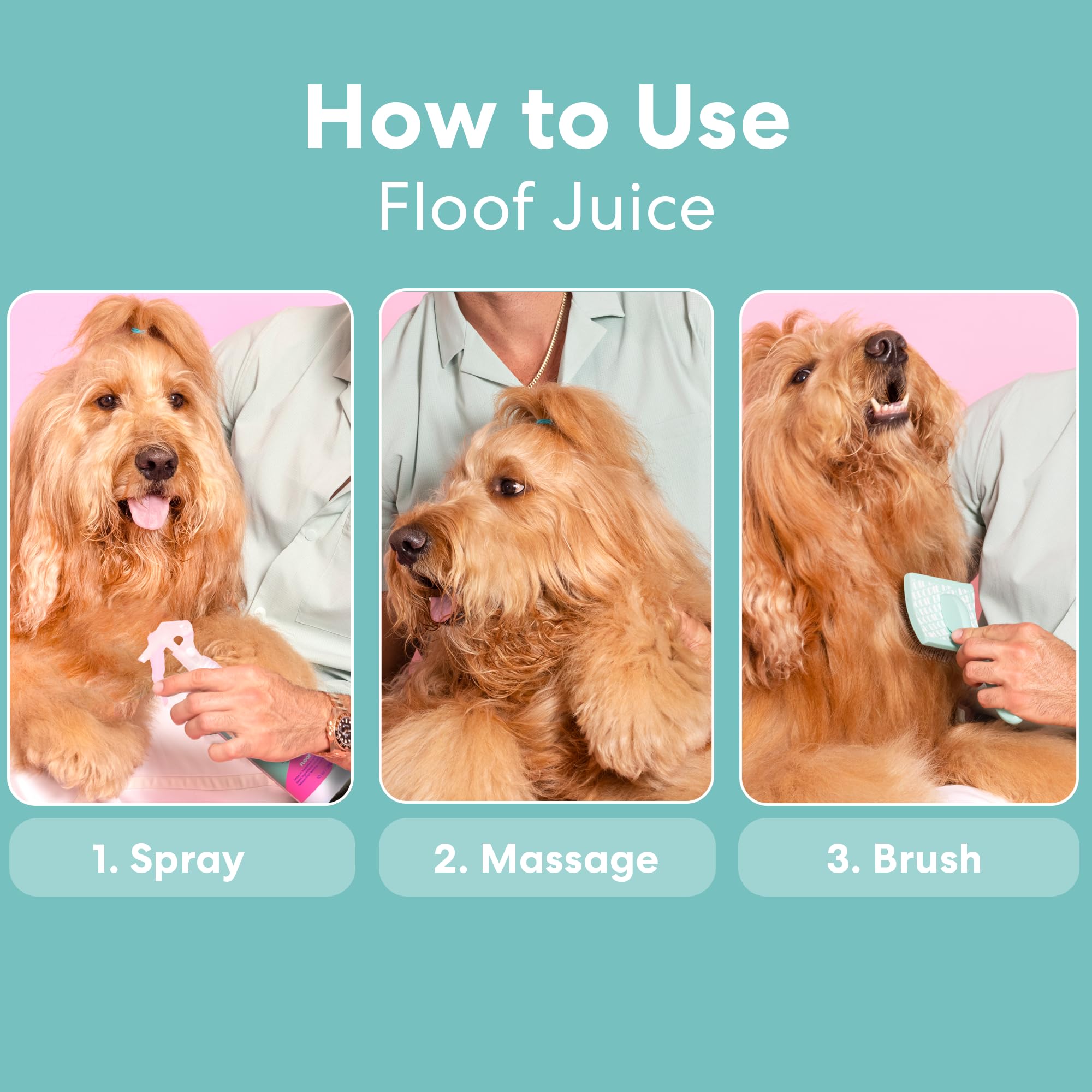 Floof by Brodie hypoallergenic plant-based ingredients graphic suggests gentle care.