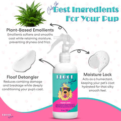 Floof by Brodie spray nozzle in-use demonstrates easy application for busy days.