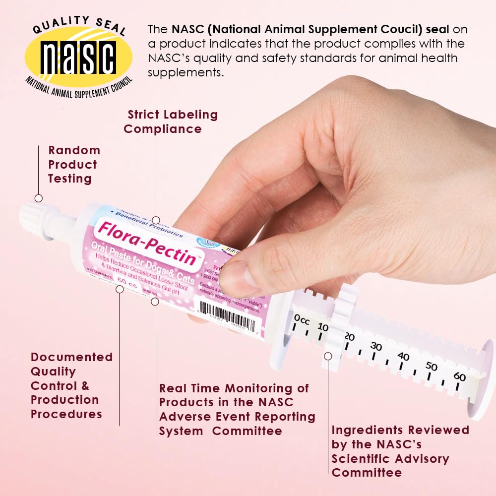 FLORA-PECTIN paste probiotic ingredients label highlights four gut-supporting strains.