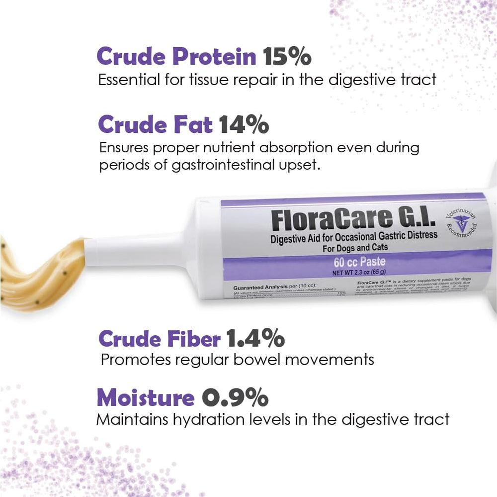 Pet Health Solutions FloraCare G.I. paste NASC quality seal closeup.