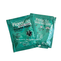 Floral Supply crystal-clear powder packets displayed for easy dosing