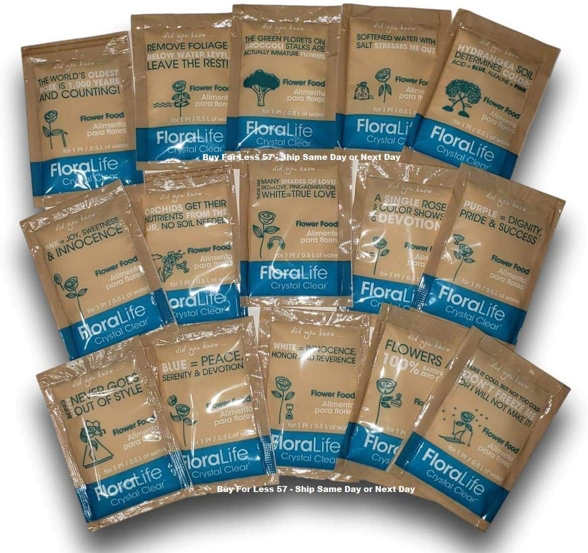 Floral Supply packaging and label details highlight origin and usage guidance