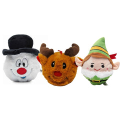 Flourish Pets 2-in-1 Elf-Snowman-Reindeer 3-Pack: durable dual-layer plush toy for engaging play.