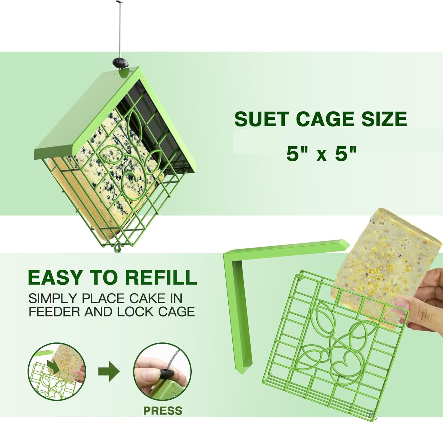 FlowaFoli suet feeder removable roof enables easy refilling and cleaning