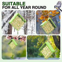 FlowaFoli suet feeder roof deters squirrels while birds feed