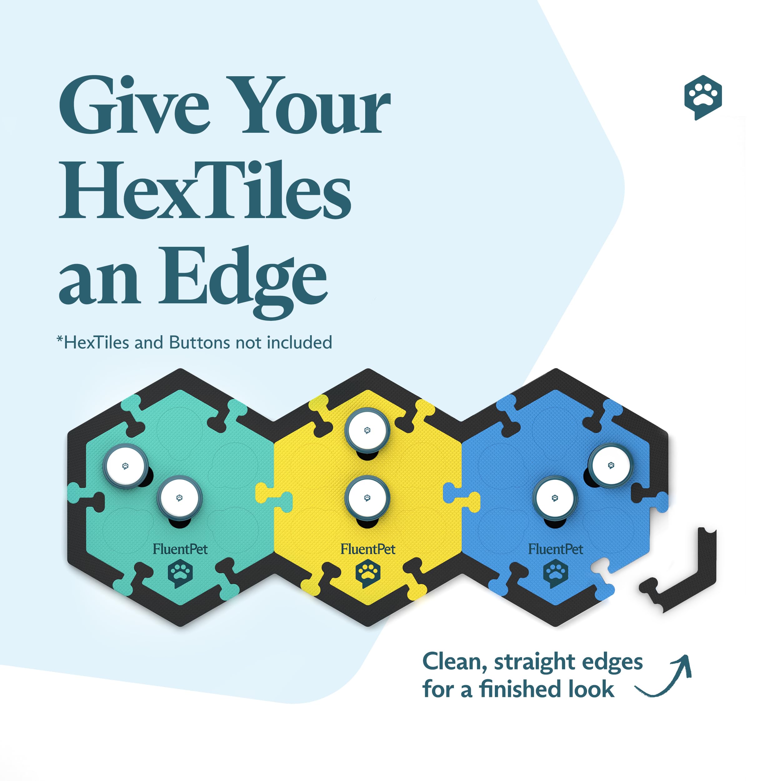 FluentPet Edge Pieces guard dirt and hair buildup around HexTiles during training.