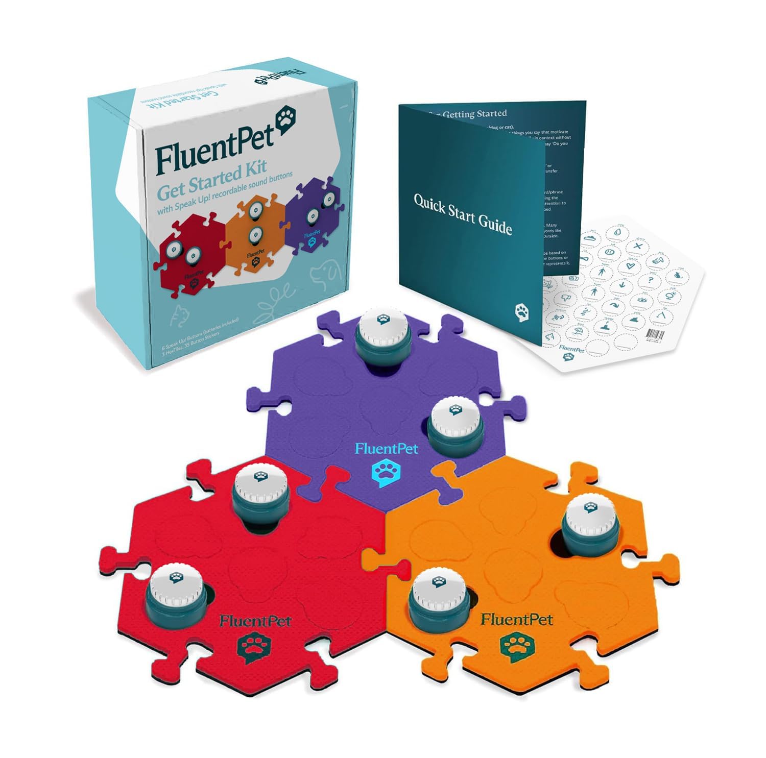 FluentPet Speak Up! kit buttons close-up for quick, clear communication signals.