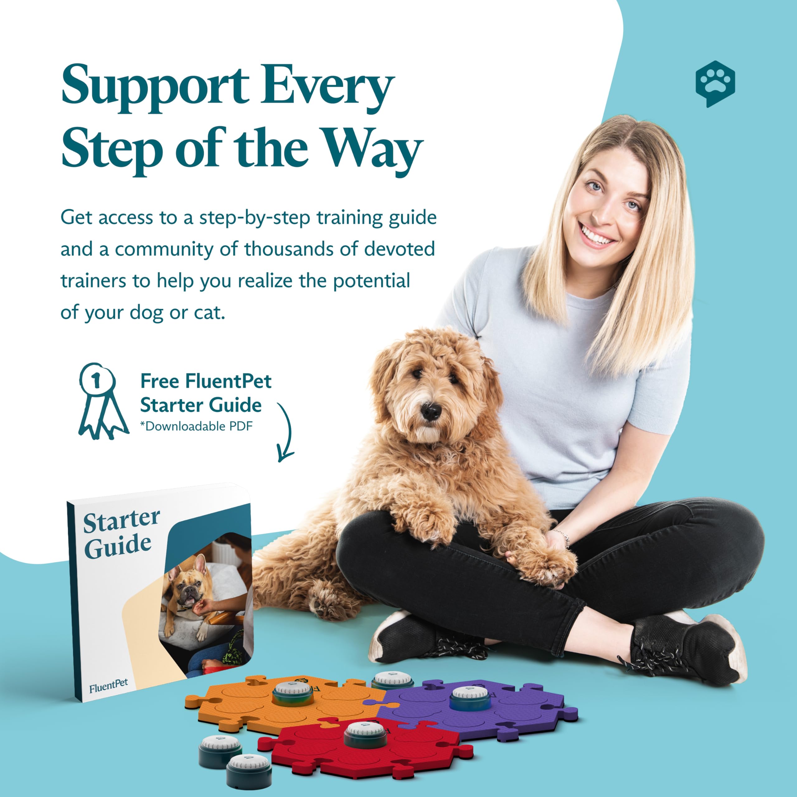 FluentPet buttons require 0.5 lb of pressure for easy operation.