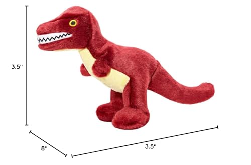 Fluff & Tuff Tiny T-Rex close-up with embroidered eyes and teeth for safe playful interaction.