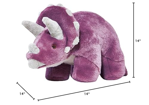 Fluff & Tuff Charlie Triceratops plush dog toy in-action captures big-dog play.
