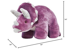 Fluff & Tuff Charlie Triceratops plush dog toy in-action captures big-dog play.