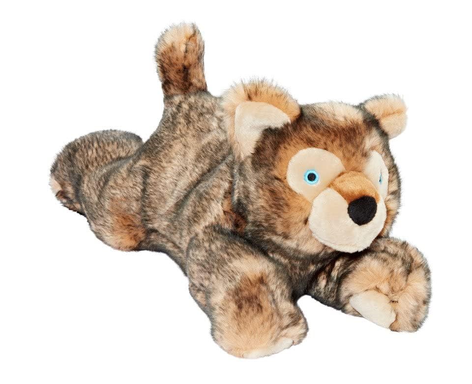 Fluff & Tuff Lobo Wolf Pup side view emphasizes plush softness for cuddly snuggles.