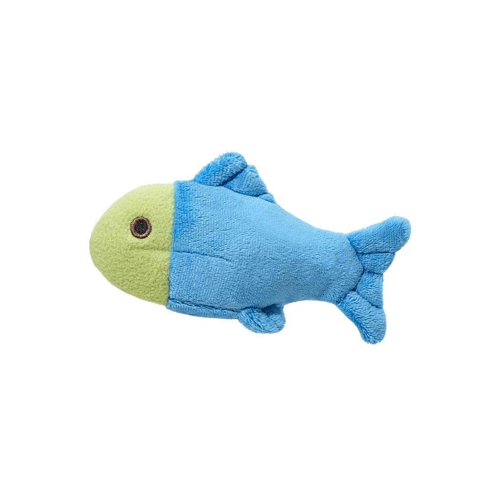 Fluff & Tuff Molly the Fish plush dog toy for small dogs; ideal for fetch and shake.