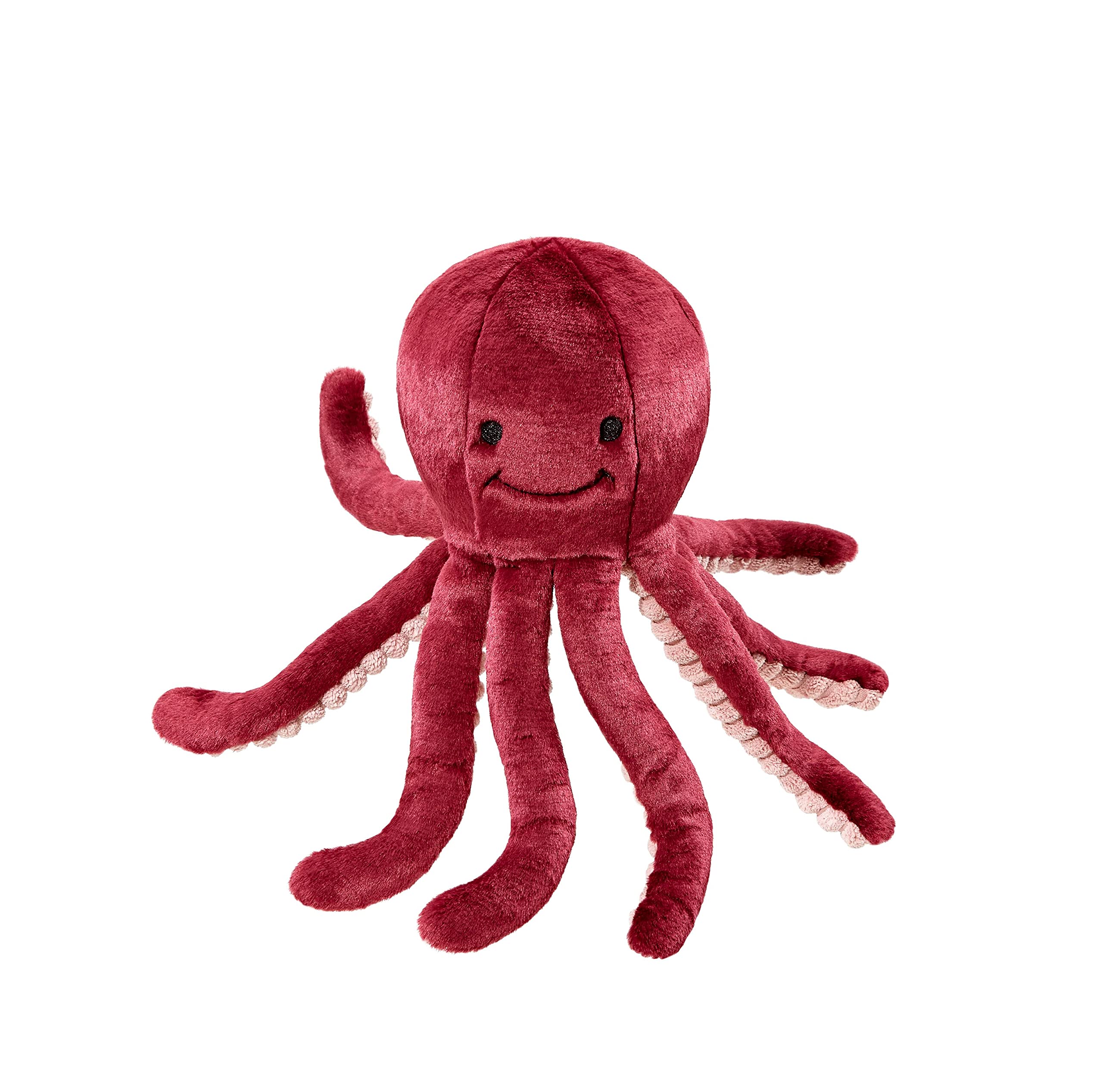 Fluff & Tuff Olympia Octopus eyes embroidered for safe mouthing.