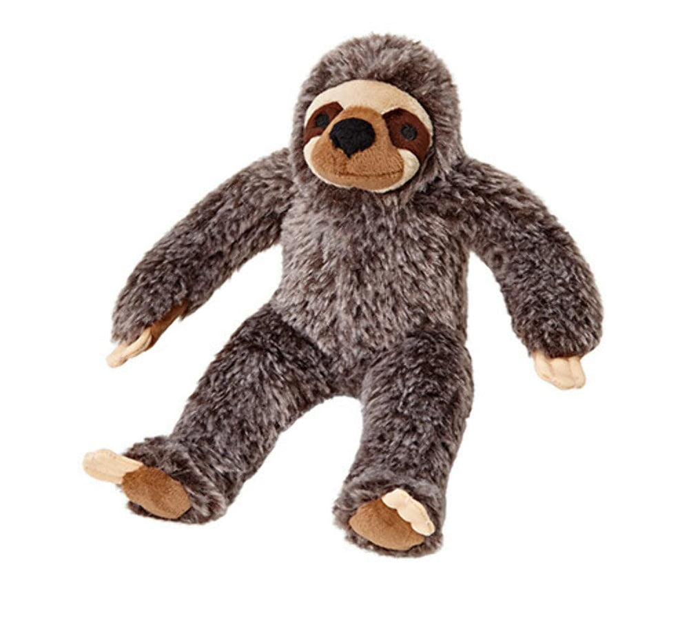 Fluff & Tuff Sloth Plush Dog Toy close-up highlights durable stitching for long-lasting play and fetch