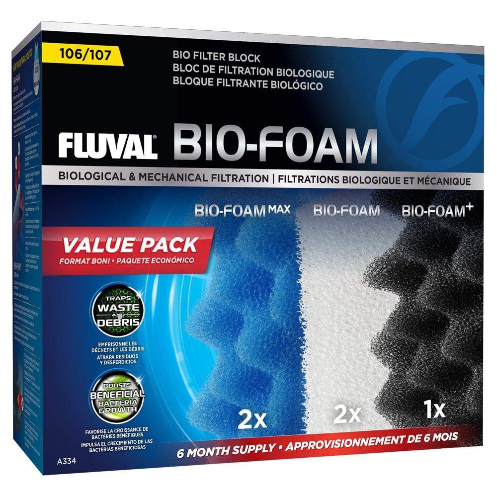 Fluval 106/107 bio foam value pack enhances filtration for clearer aquariums.