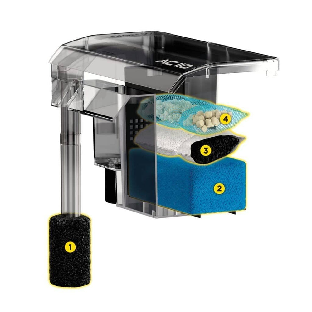 Fluval AC110 filter-quiet-operation captures near-silent canister performance for living spaces.