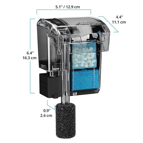 Fluval AC20 filter side view highlighting slim profile for behind decor