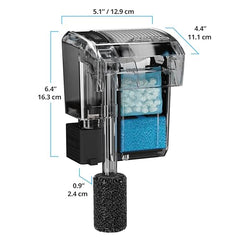 Fluval AC20 filter side view highlighting slim profile for behind decor