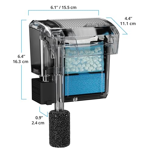 Fluval AC30 media compartment shows filter media for efficient mechanical filtration.